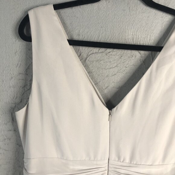 Vivian Diamond Formal Dress Womens 18 Gray Maxi Wedding Ruched Event Occasion - Picture 9 of 16